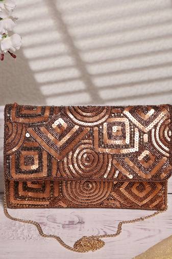 kooky bronze spectrum embellished satin sling bag