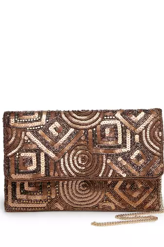 kooky bronze spectrum embellished satin sling bag