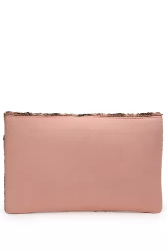 Kooky dusty pink, pale gold & copper lane's net sequinned cotton canvas sling bag
