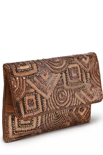 kooky bronze spectrum embellished satin sling bag