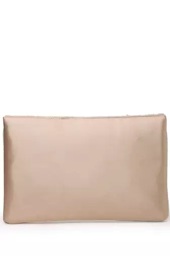 tribal ivory & champagne scale & paisely embellished satin sling bag