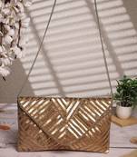 kooky gold chevron sequinned embellished satin sling bag