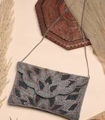 Kooky silver & oceanside spectrum embellished cotton canvas sling bag