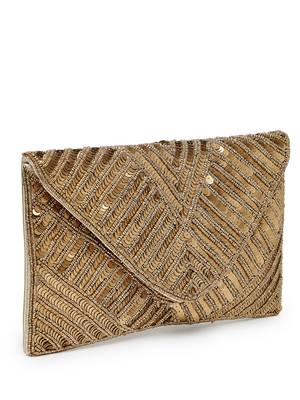 kooky gold chevron sequinned embellished satin sling bag 4