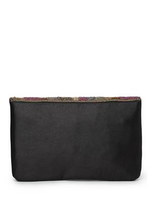 kooky copper, plum & silver abstract embellished satin sling bag 5