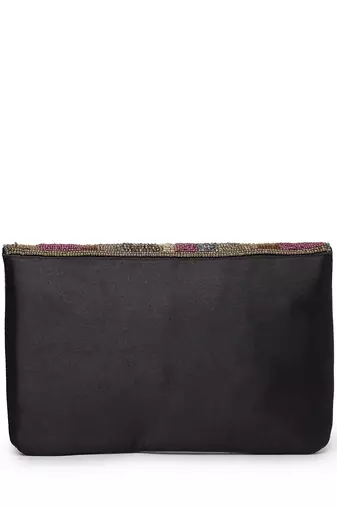 kooky copper, plum & silver abstract embellished satin sling bag