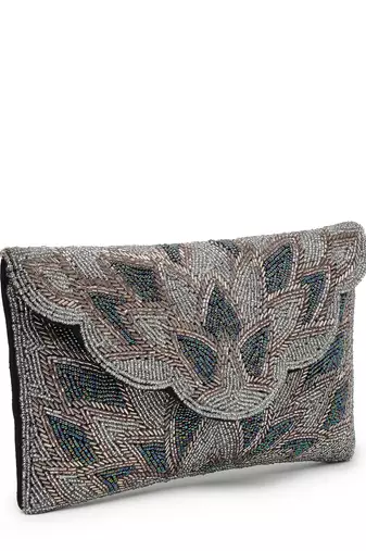 Kooky silver & oceanside spectrum embellished cotton canvas sling bag