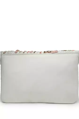 Lush white , pastel pink & gold abstract embellished cotton canvas sling bag