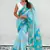 Sky blue chanderi cotton pichwai printed saree with zari woven border