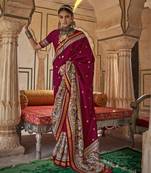 Elora soft silk baluchari printed saree (maroon)