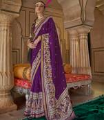 Elora soft silk baluchari printed saree (purple)