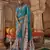 Elora soft silk baluchari printed saree (turquoise blue)