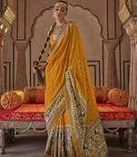 Elora soft silk baluchari printed saree (mustard)
