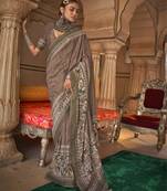Elora soft silk baluchari printed saree (brown)