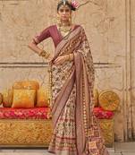 Elora soft silk patola printed saree (cream)