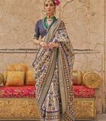 Elora soft silk patola printed saree (cream)