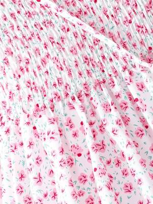 Blush pink color printed cotton blend fit&flared style dresses 4