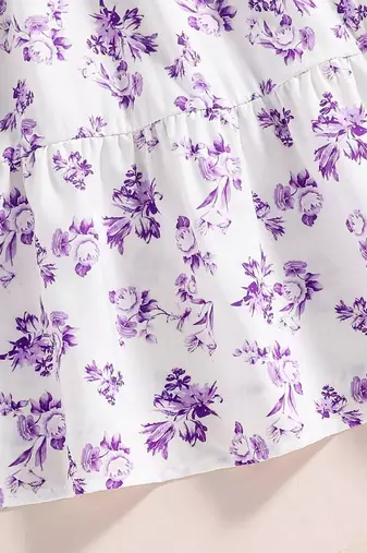 Purple color printed cotton blend fit&flared style dresses