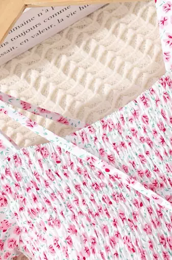 Blush pink color printed cotton blend fit&flared style dresses