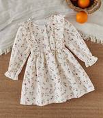 Ditsy color printed cotton blend fit&flared style dresses