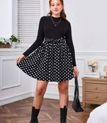 Black color printed cotton blend fit&flared style dresses