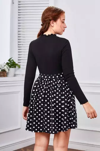 Black color printed cotton blend fit&flared style dresses