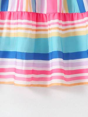Blue color printed cotton blend fit&flared style dresses 5