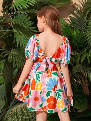 Multi color printed cotton blend fit&flared style dresses 2
