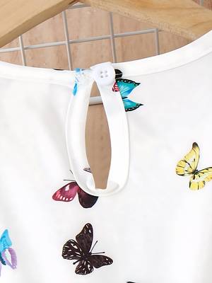 White color printed cotton blend fit&flared style dresses 3