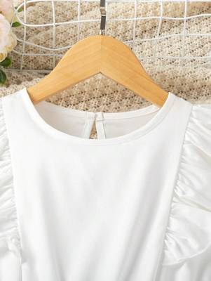 Off white color printed cotton blend fit&flared style dresses 3
