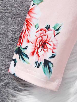 Baby pink color printed cotton blend fit&flared style dresses 4