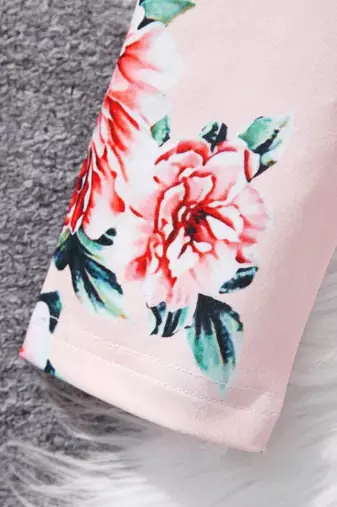 Baby pink color printed cotton blend fit&flared style dresses