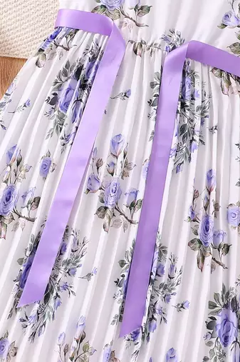 Purple color printed cotton blend fit&flared style dresses