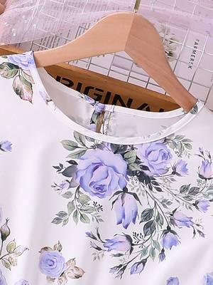 Purple color printed cotton blend fit&flared style dresses 4