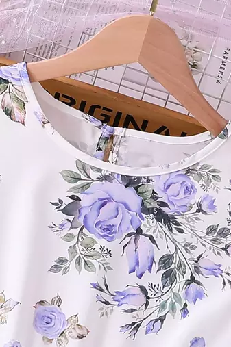 Purple color printed cotton blend fit&flared style dresses