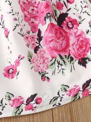 Daisy color printed cotton blend fit&flared style dresses 2