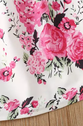 Daisy color printed cotton blend fit&flared style dresses