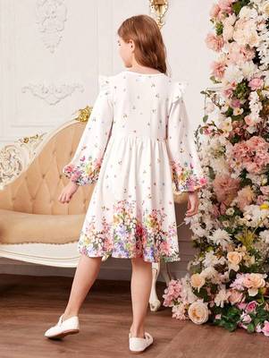 Frost color printed cotton blend fit&flared style dresses 2