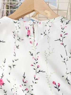 Daisy color printed cotton blend fit&flared style dresses 3