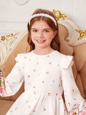 Frost color printed cotton blend fit&flared style dresses 3