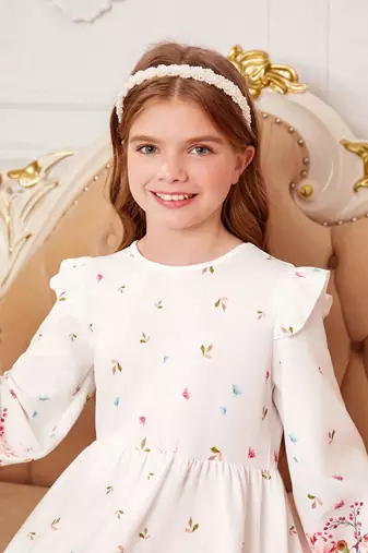 Frost color printed cotton blend fit&flared style dresses