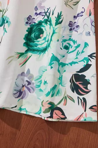 Green color printed cotton blend fit&flared style dresses