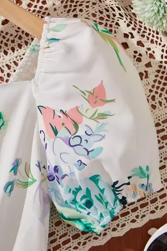 Green color printed cotton blend fit&flared style dresses