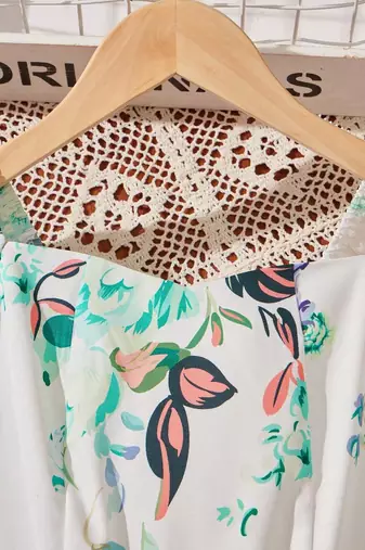 Green color printed cotton blend fit&flared style dresses