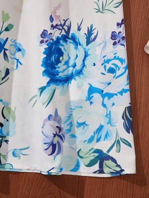 Sky color printed cotton blend fit&flared style dresses 5