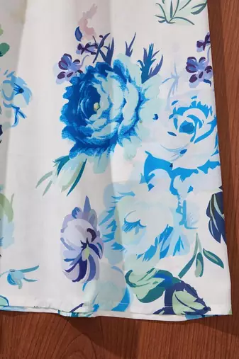 Sky color printed cotton blend fit&flared style dresses