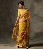 Soma saree - yellow-With An Unstitched Blouse Piece 