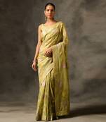 Palki saree - green-With An Unstitched Blouse Piece