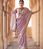 Elora soft silk stripes printed leheriya saree (lavender)