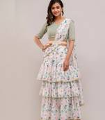 Ready-to-Wear Georgette Saree with  Designer Schiffley Blouse